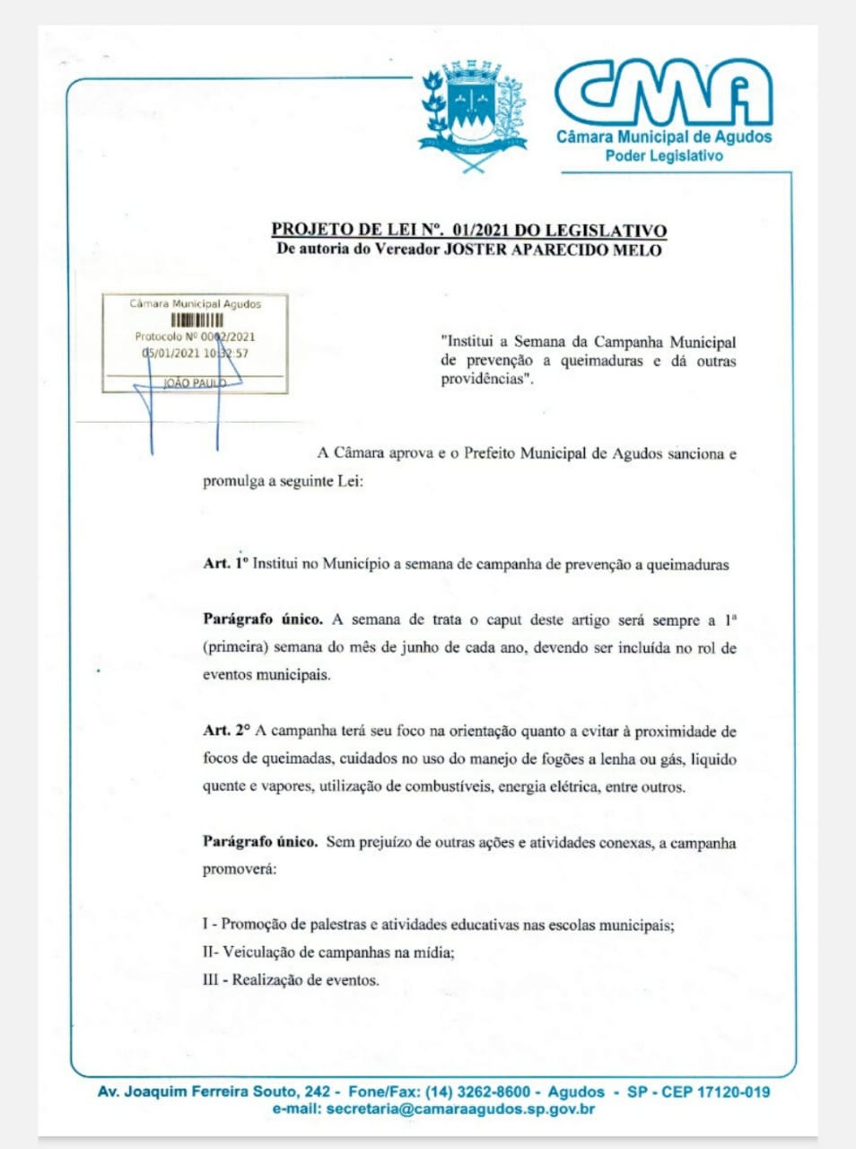 Lei  Municipal de Agudos