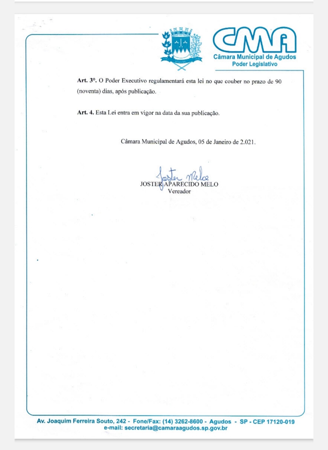 Lei  Municipal de Agudos